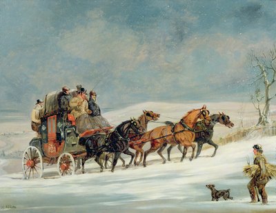 Kutsche im Schnee von Henry Thomas Alken